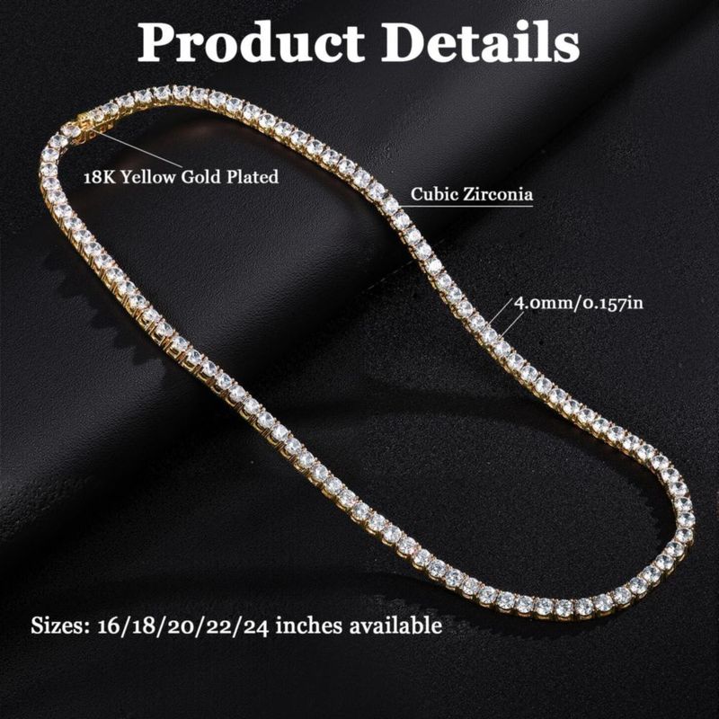Collar tennis Gemsme 45 cm con zirconia cúbica y baño de oro