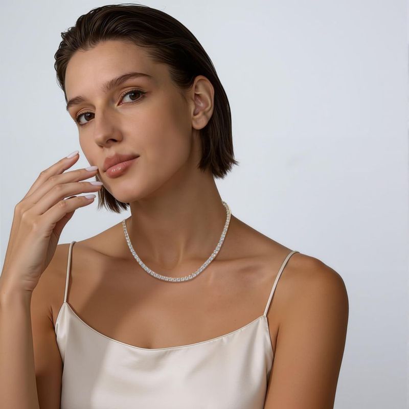 Collar tennis Gemsme 45 cm con zirconia cúbica y baño de oro