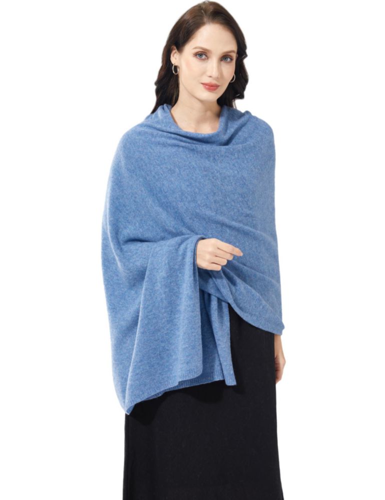 Chal RYYOYY 221 cm × 71 cm Mezcla de Cachemira Azul Moteado