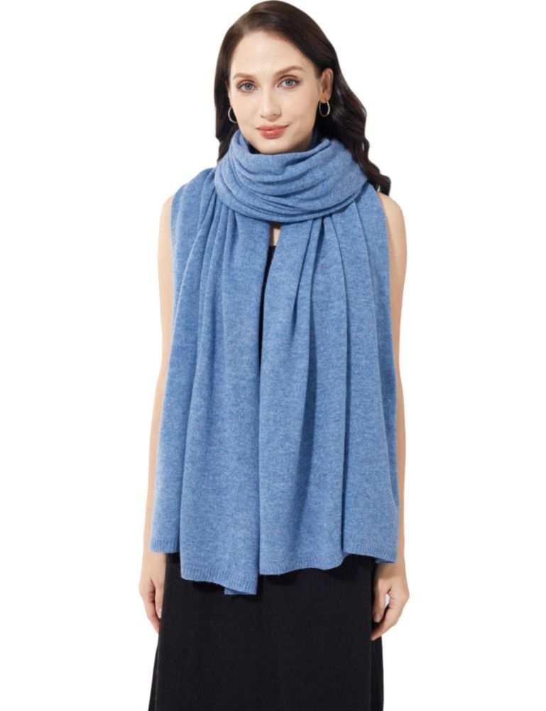 Chal RYYOYY 221 cm × 71 cm Mezcla de Cachemira Azul Moteado