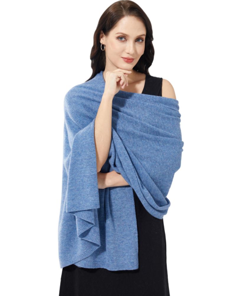 Chal RYYOYY 221 cm × 71 cm Mezcla de Cachemira Azul Moteado