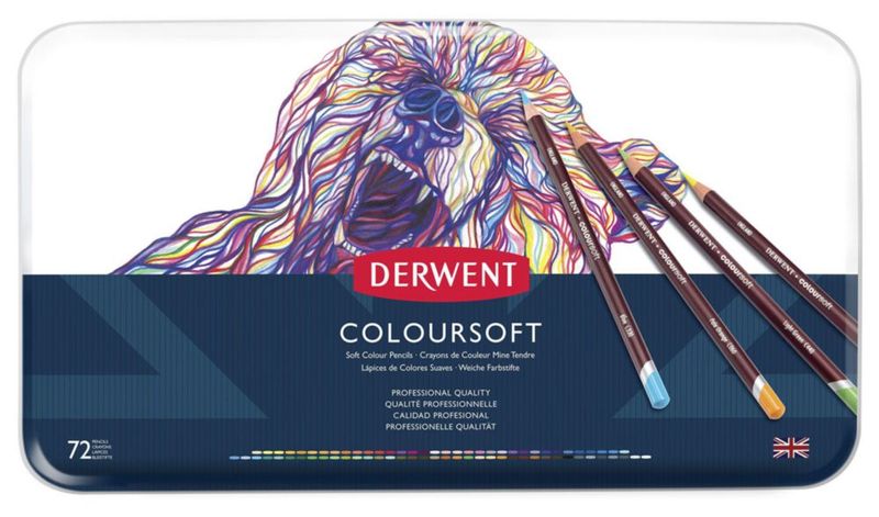 Lápices Colorsoft Derwent 72 unidades con núcleo de 4 mm en lata