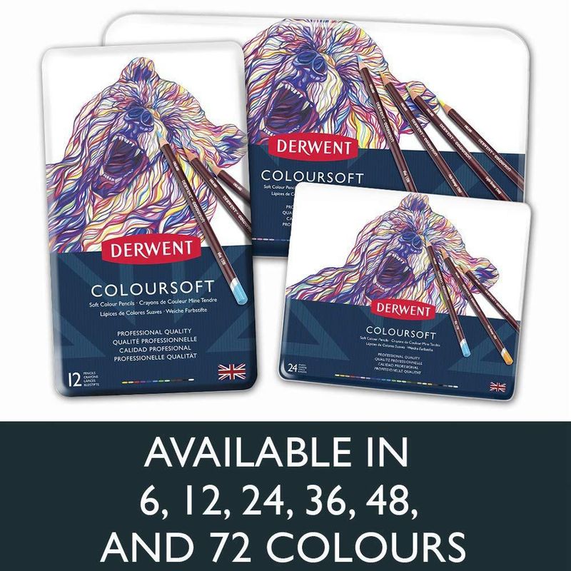 Lápices Colorsoft Derwent 72 unidades con núcleo de 4 mm en lata
