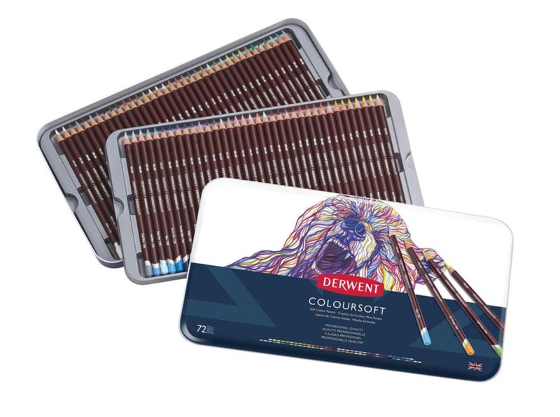 Lápices Colorsoft Derwent 72 unidades con núcleo de 4 mm en lata