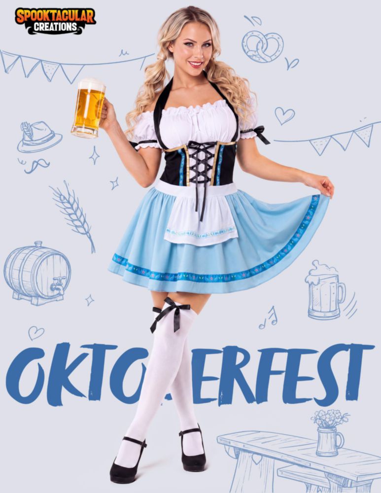 Disfraz Dirndl Azul Talla Mediana – Spooktacular Creations