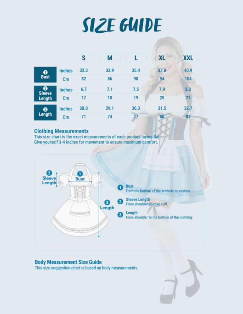 Disfraz Dirndl Azul Talla Mediana – Spooktacular Creations
