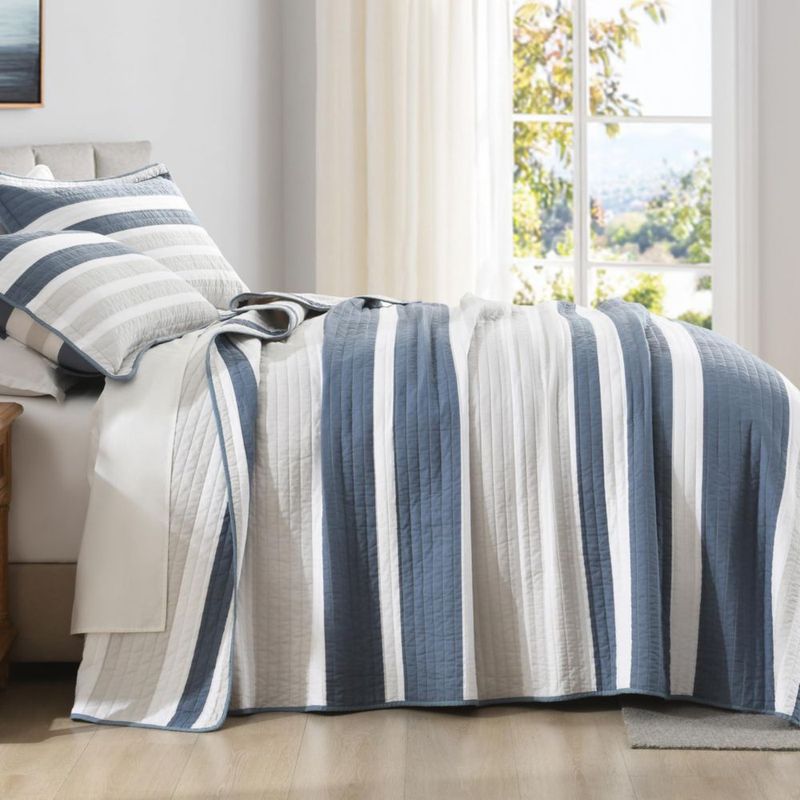 Juego de Edredón PERHOM King 244 × 269 cm Rayado de Algodón – 3 piezas