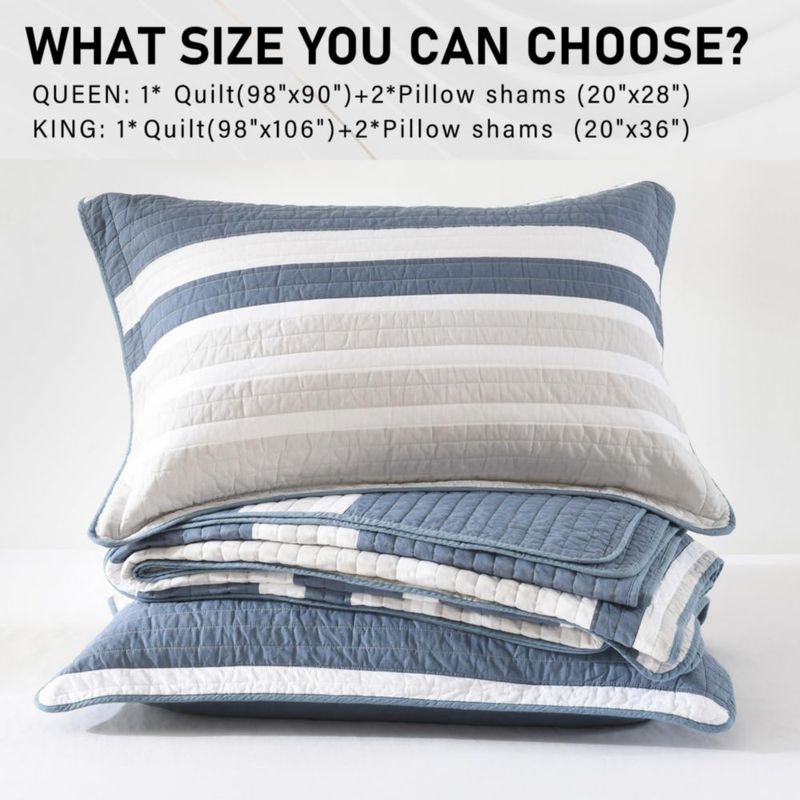 Juego de Edredón PERHOM King 244 × 269 cm Rayado de Algodón – 3 piezas