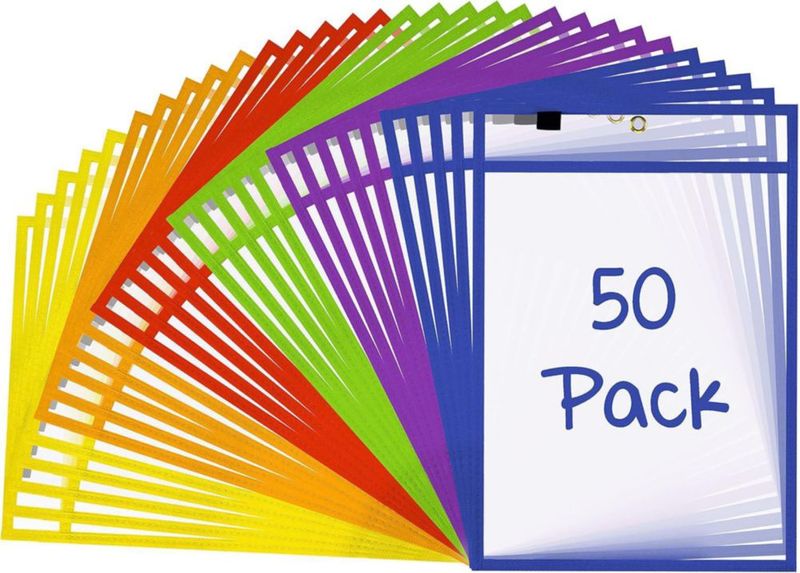 Paquete de 50 bolsillos de borrado en seco Scribbledo colores surtidos