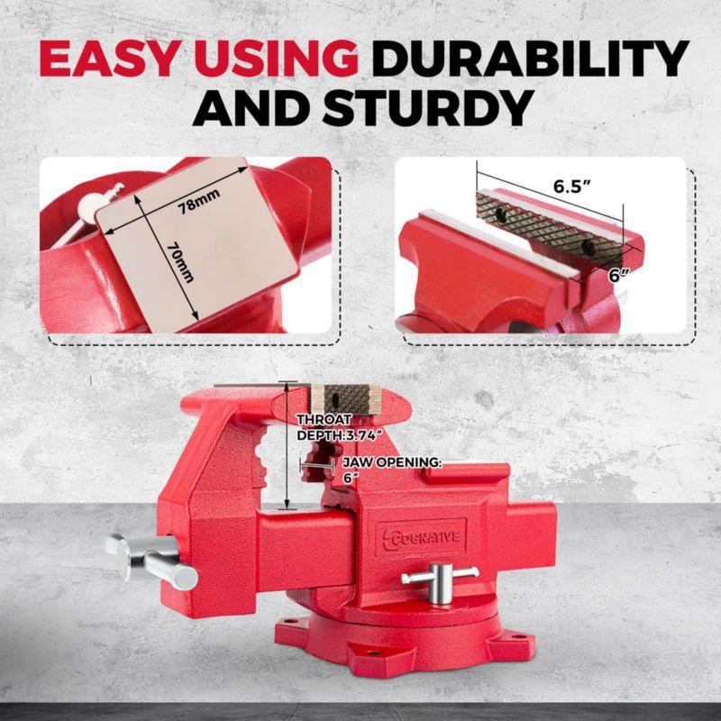 Torno de Banco COGNATIVE 165 mm Giro 360° Rojo