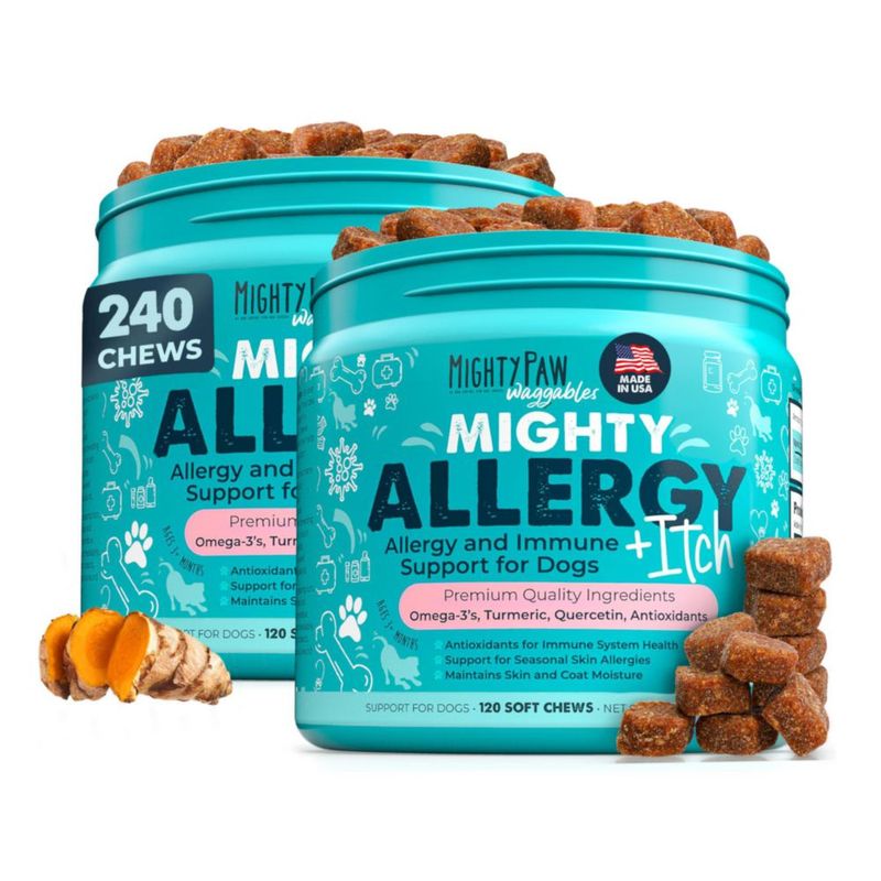 Masticables para perros Mighty Paw Alergia Inmune + Picor 240 unidades