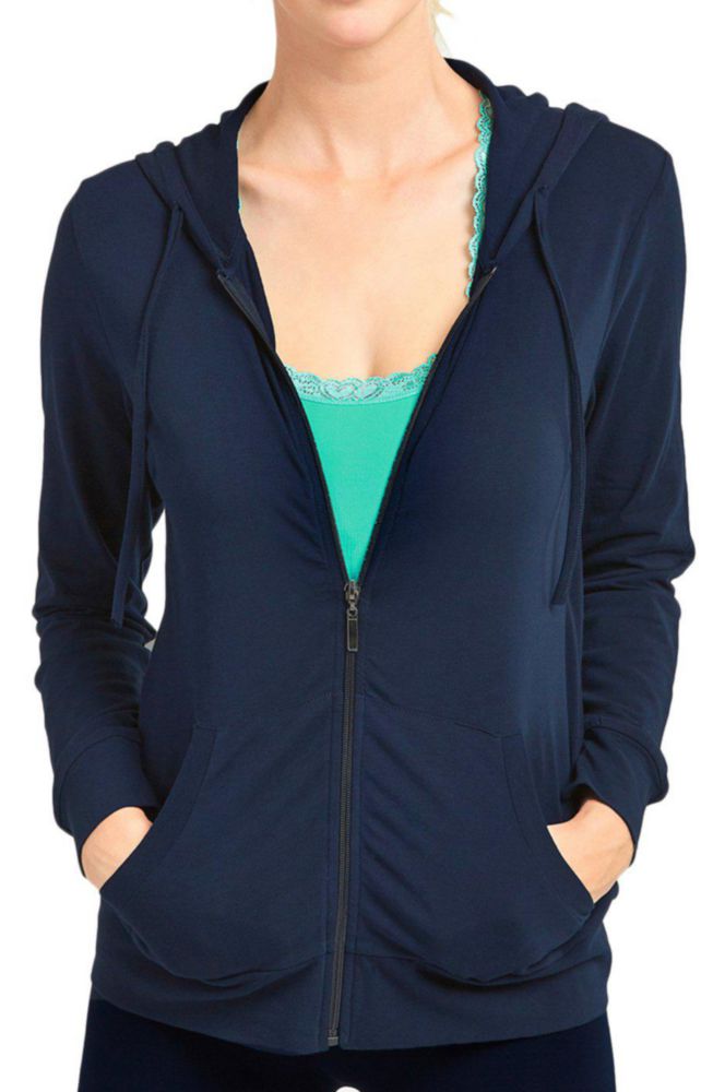 Sudadera con capucha ligera de algodón para mujer Sofra talla M azul marino