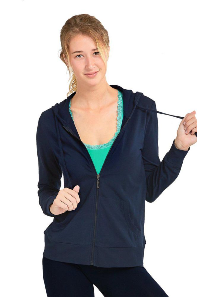Sudadera con capucha ligera de algodón para mujer Sofra talla M azul marino