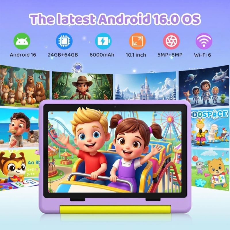 Tablet URAO de 10 pulgadas Android 16 24 GB de RAM y 64 GB de almacenamiento