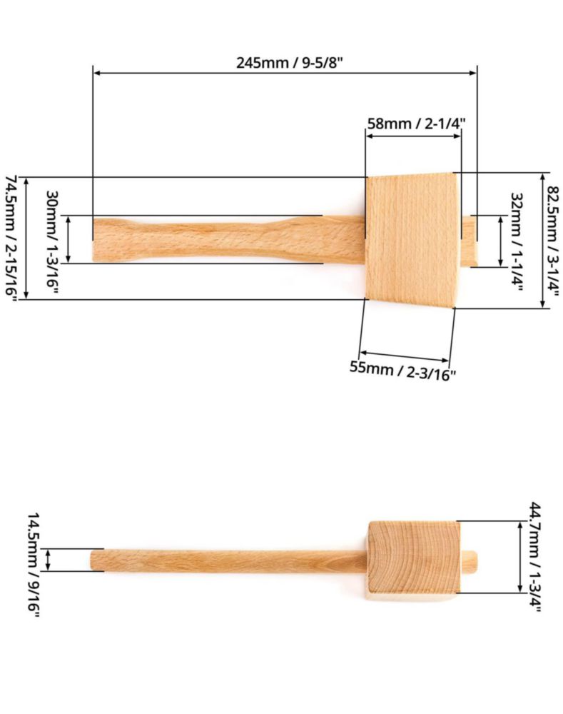 Mazo QWORK de 24 cm de madera de haya para carpintería