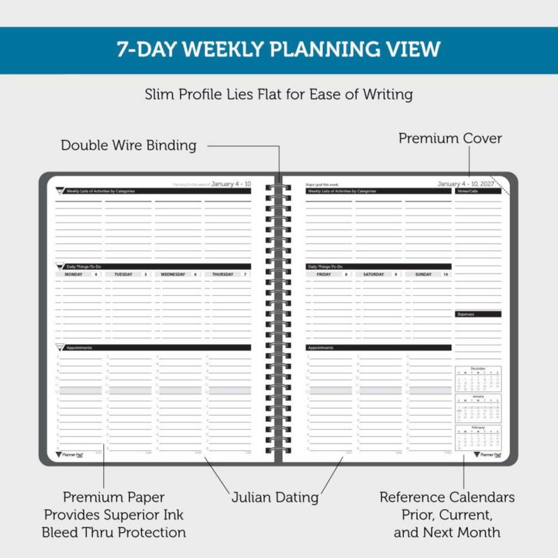 Planificador Planner Pad 17 cm x 22 cm Enero‑Diciembre 2027