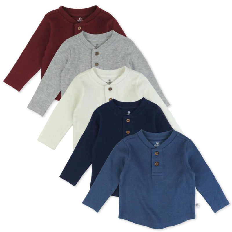 Camiseta HonestBaby 2T Pack de 5 de manga larga estilo Henley unisex