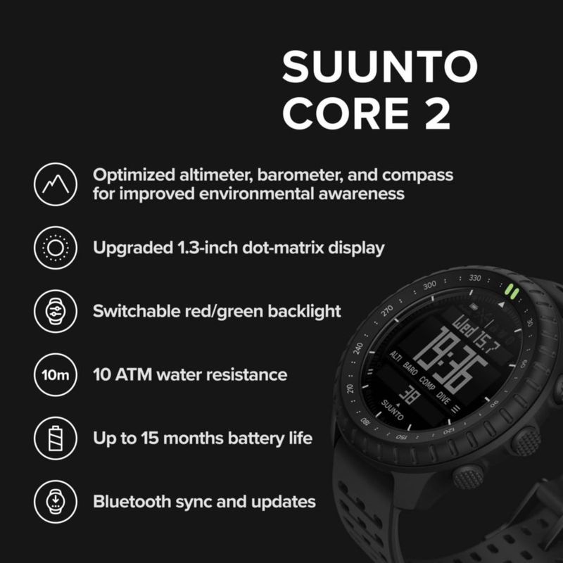 Reloj SUUNTO Core 2 10 ATM 15 meses de batería