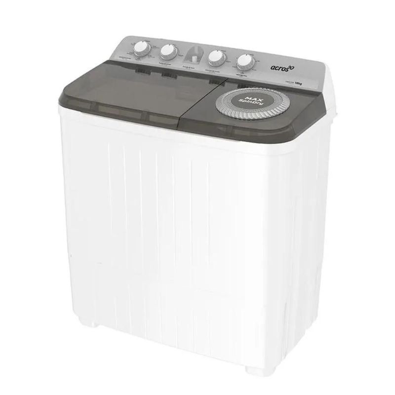 LAVADORA ACROS MOD. ALD-1645JEENM 2 TINAS 16KG BLNACA SEMIAUTOMÁTICA MAXSPIN DRY SISTEMA DE LAVADO IMPULSOR 5 PROGRAMAS RECOMENDADOS