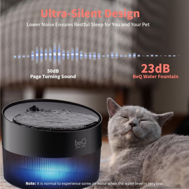 Fuente de agua para gatos BEQ 25 L ultra silenciosa sin BPA