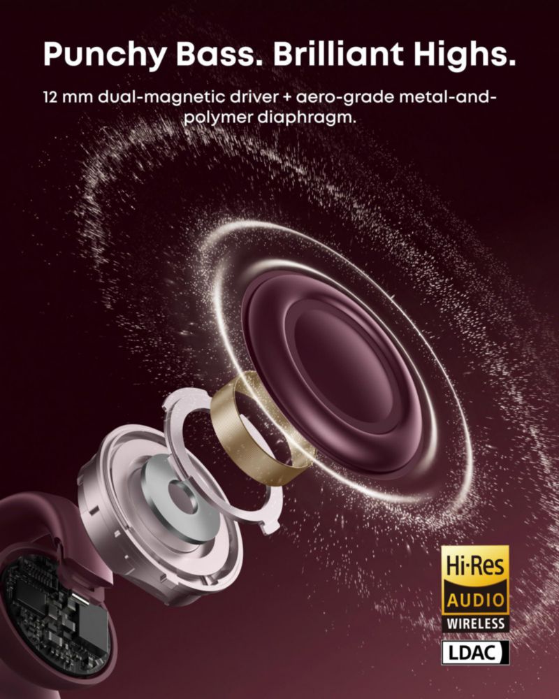 Audífonos Anker Soundcore AeroClip 2 de diseño abierto con IA