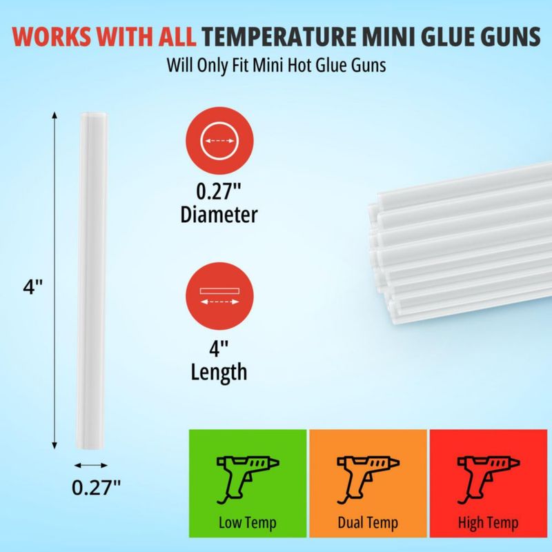 Barras de Pegamento Caliente Mini GSD Brand – Pack de 200 (10 cm 7 mm)