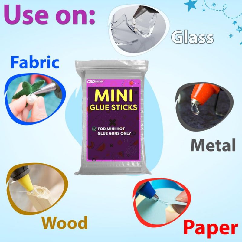 Barras de Pegamento Caliente Mini GSD Brand – Pack de 200 (10 cm 7 mm)