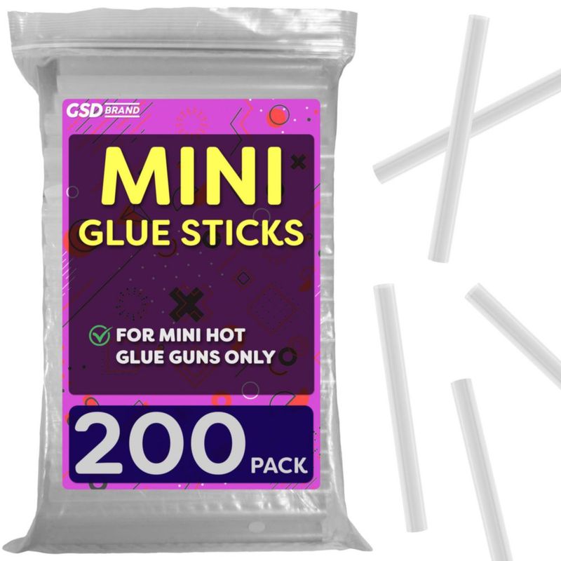Barras de Pegamento Caliente Mini GSD Brand – Pack de 200 (10 cm 7 mm)
