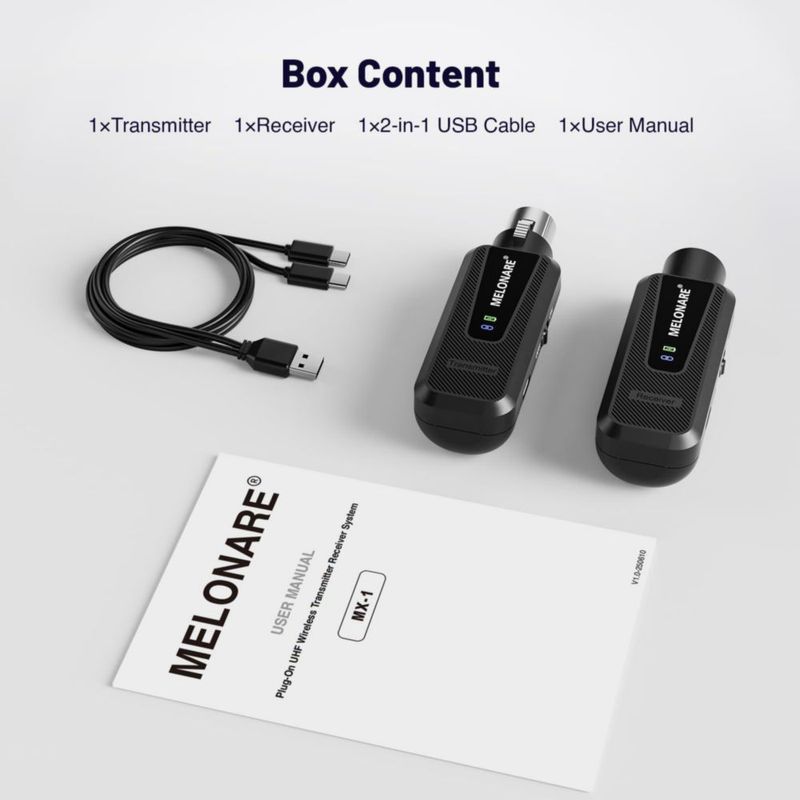 Adaptador XLR inalámbrico MELONARE 900MHz MX-1