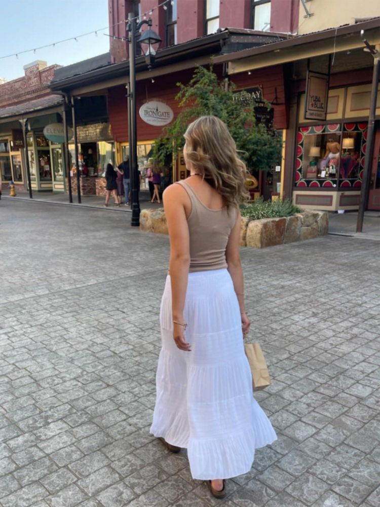 Falda Maxi de Chifón con Cintura Alta Elástica y Pliegues NASHALYLY