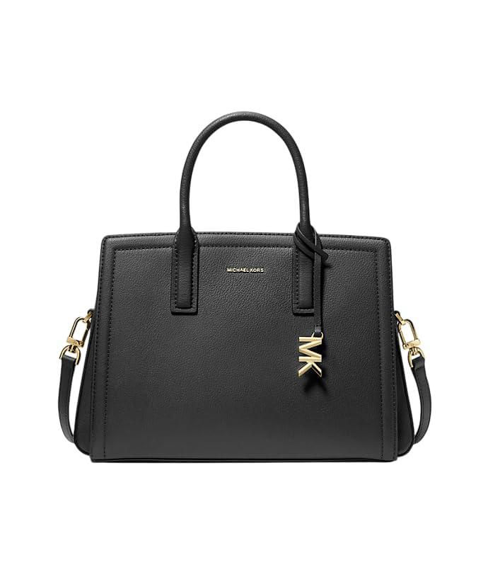 Bolso Satchel Michael Kors Laila Mediano Negro con Herrajes Tono Dorado