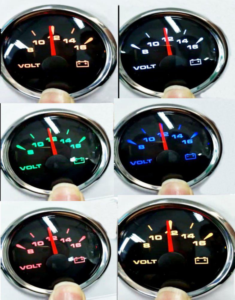 Volímetro SAMDO 52 mm 8‑16 V retroiluminación de 7 colores IP67
