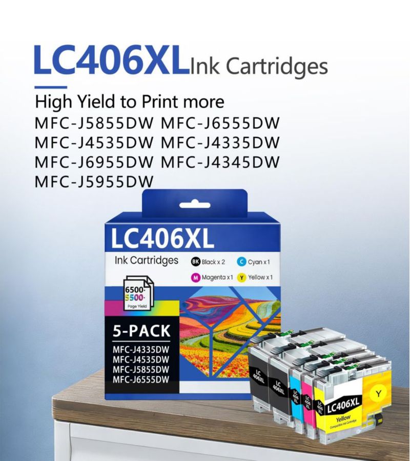 Cartuchos de tinta LOVPAIN LC406XL (paquete de 5 2 negros/CMY)