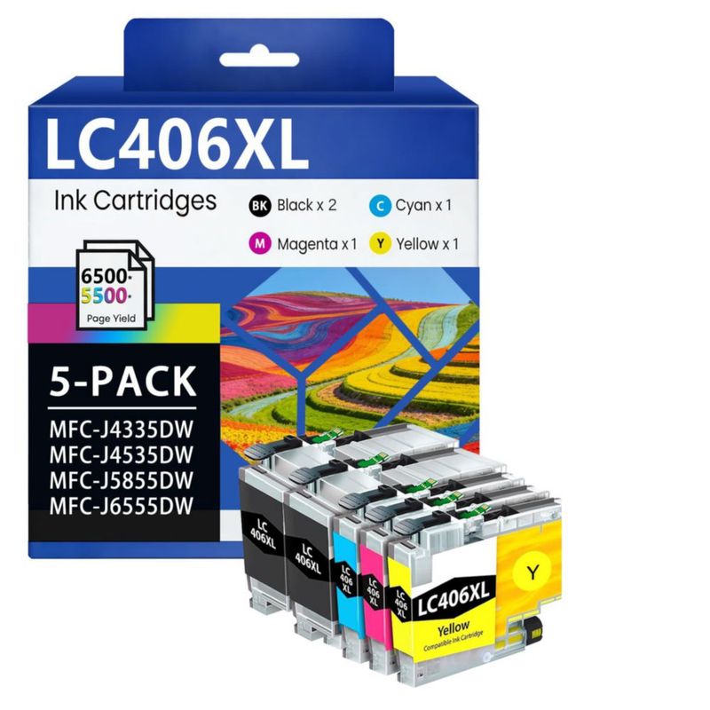 Cartuchos de tinta LOVPAIN LC406XL (paquete de 5 2 negros/CMY)