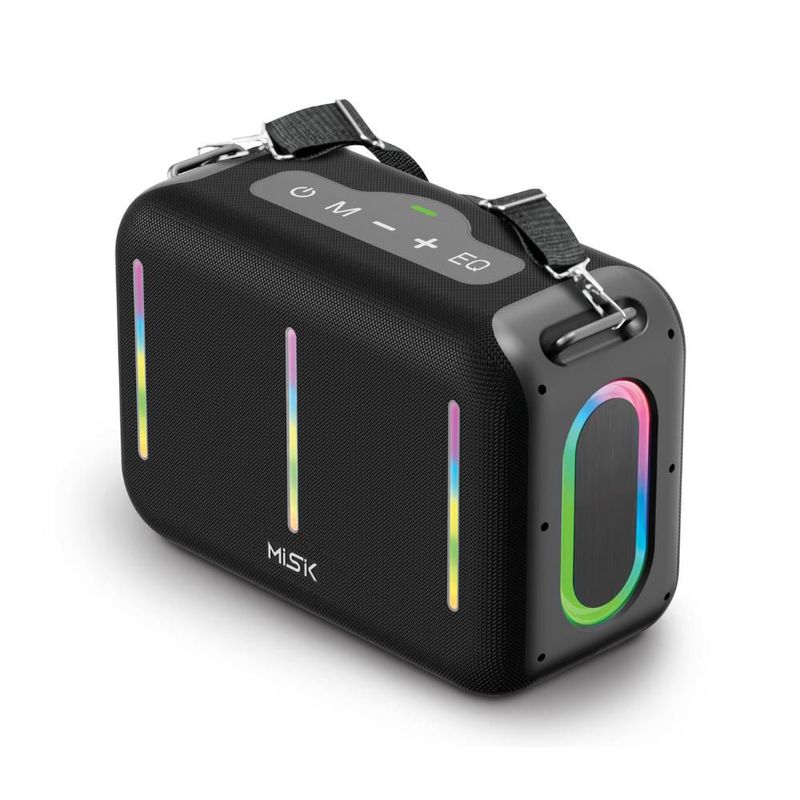 SISTEMA DE AUDIO MISIK PORTATIL MOD. MS298 TECNOLOGÍA BLUETOOTH FUNCIÓN TWS ENLAZAR DOS BOCINAS REPRODUCTOR USB, TARJETA MICRO SD Y RADIO FM LUZ LED