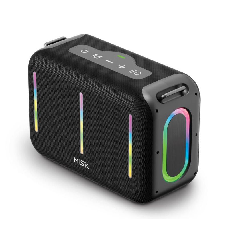SISTEMA DE AUDIO MISIK PORTATIL MOD. MS298 TECNOLOGÍA BLUETOOTH FUNCIÓN TWS ENLAZAR DOS BOCINAS REPRODUCTOR USB, TARJETA MICRO SD Y RADIO FM LUZ LED