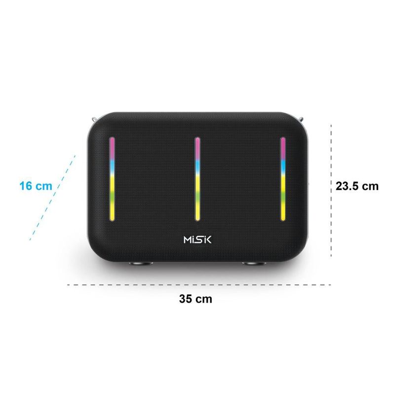 SISTEMA DE AUDIO MISIK PORTATIL MOD. MS298 TECNOLOGÍA BLUETOOTH FUNCIÓN TWS ENLAZAR DOS BOCINAS REPRODUCTOR USB, TARJETA MICRO SD Y RADIO FM LUZ LED
