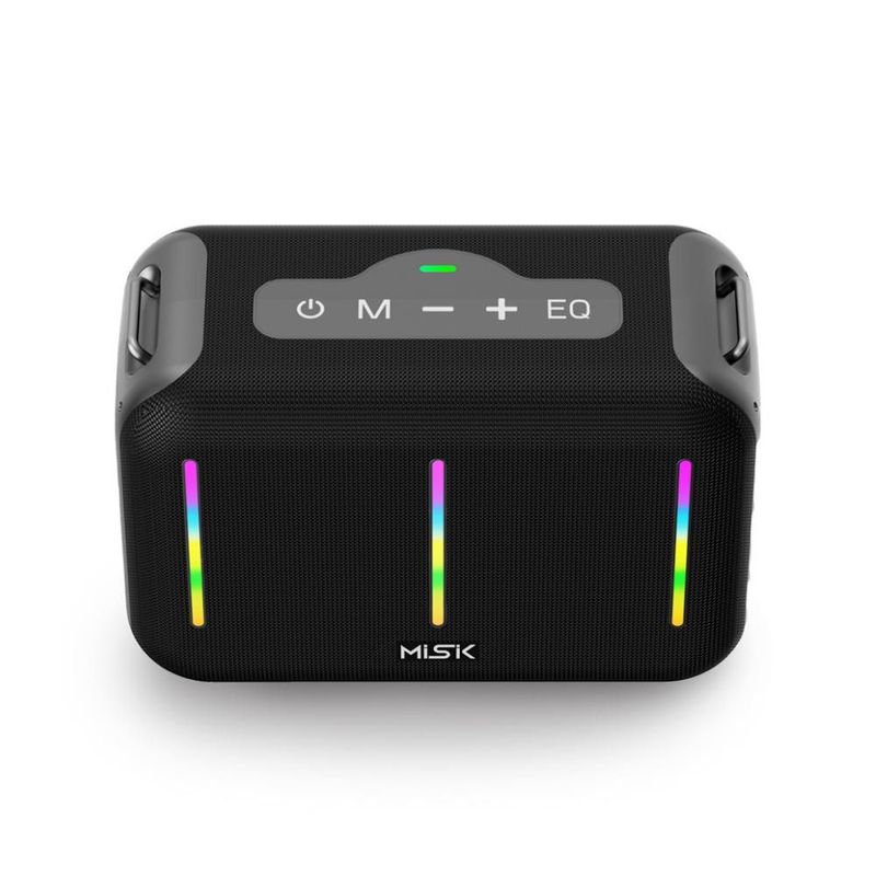 SISTEMA DE AUDIO MISIK PORTATIL MOD. MS298 TECNOLOGÍA BLUETOOTH FUNCIÓN TWS ENLAZAR DOS BOCINAS REPRODUCTOR USB, TARJETA MICRO SD Y RADIO FM LUZ LED