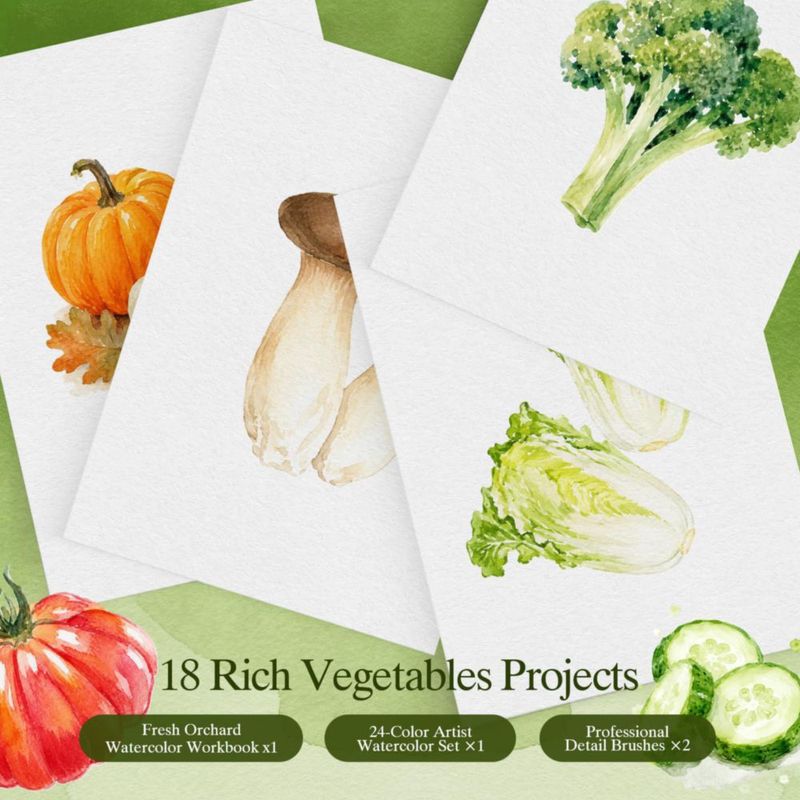 Cuaderno de trabajo Dmsky Acuarela de vegetales – 18 proyectos