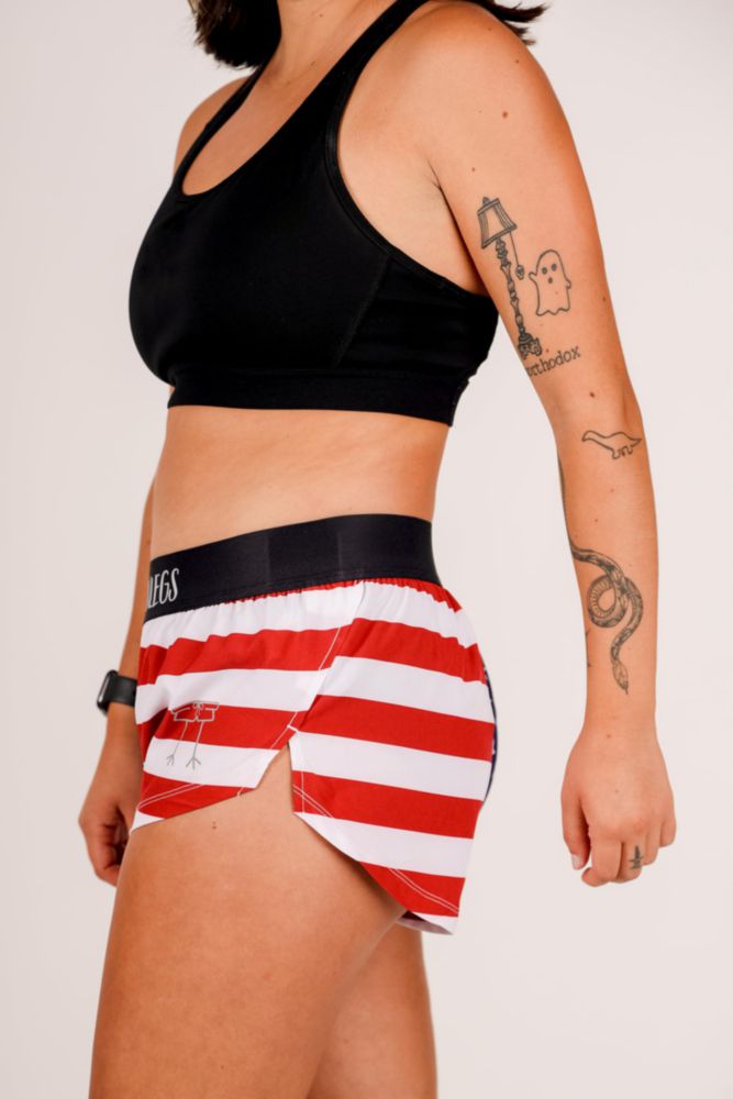 Shorts de running ChicknLegs talla S abertura de 4 cm y diseño de bandera de EE. UU.