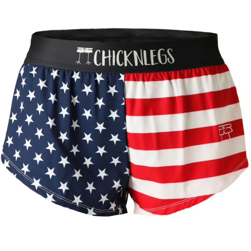 Shorts de running ChicknLegs talla S abertura de 4 cm y diseño de bandera de EE. UU.