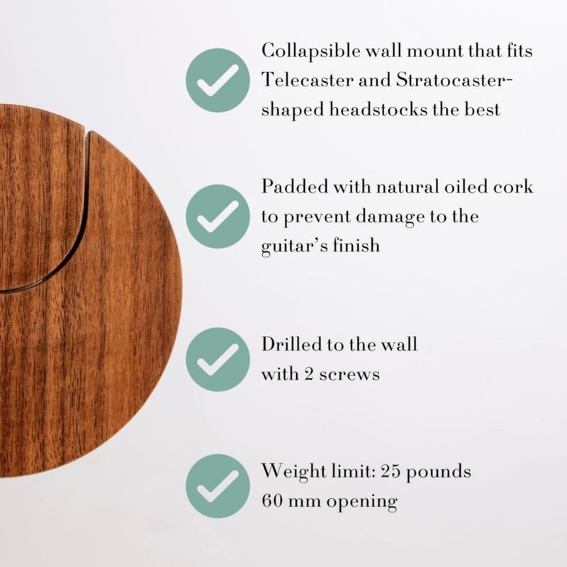 Soporte para guitarra Openhagen plegable de madera de nogal
