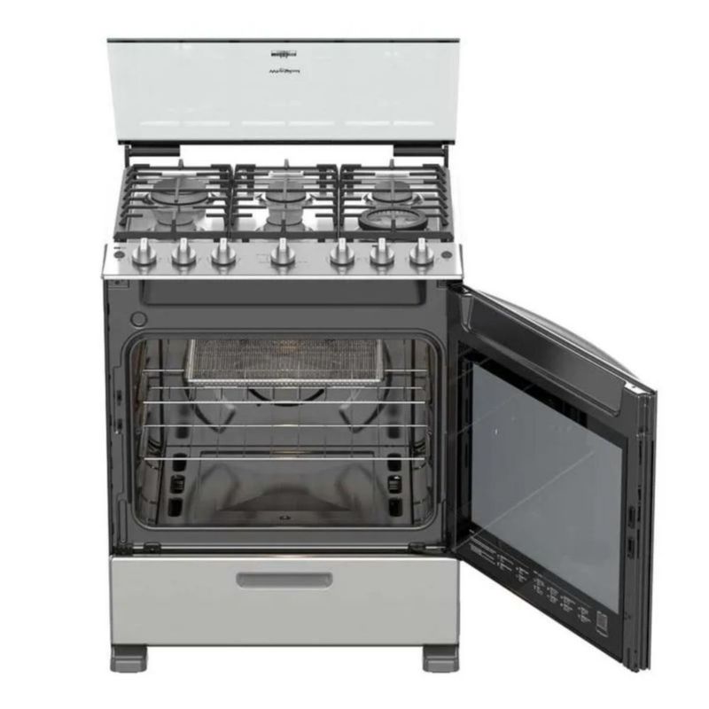 ESTUFA WHIRLPOOL MOD. WFR7250S 30" AIR FRY AI 6 QUEMADORES FLAMMA  TECNOLOGÍA XPERT AIR FRY COOKING XPERT AIR BAKE TECNOLOGÍA SIDE DOOR EVER CLEAN