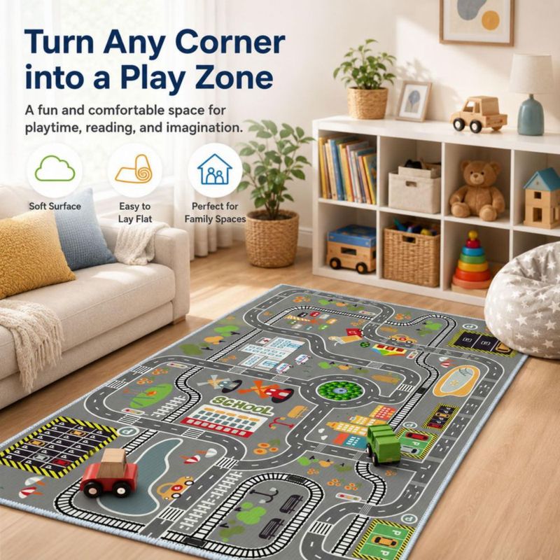 Alfombra de juego urbana KEBEXXY 80x120 cm con respaldo antideslizante