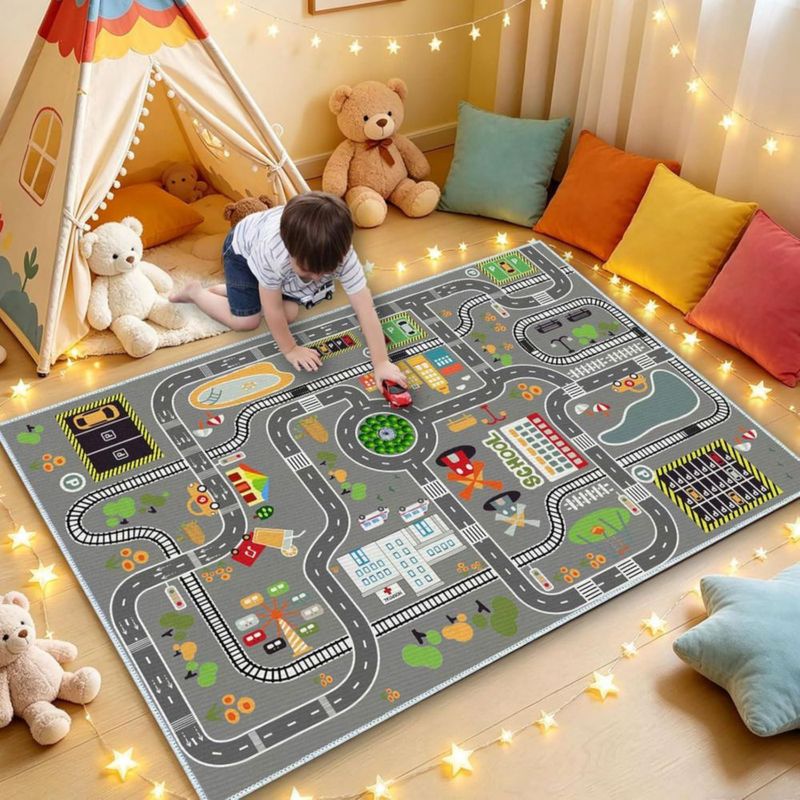 Alfombra de juego urbana KEBEXXY 80x120 cm con respaldo antideslizante