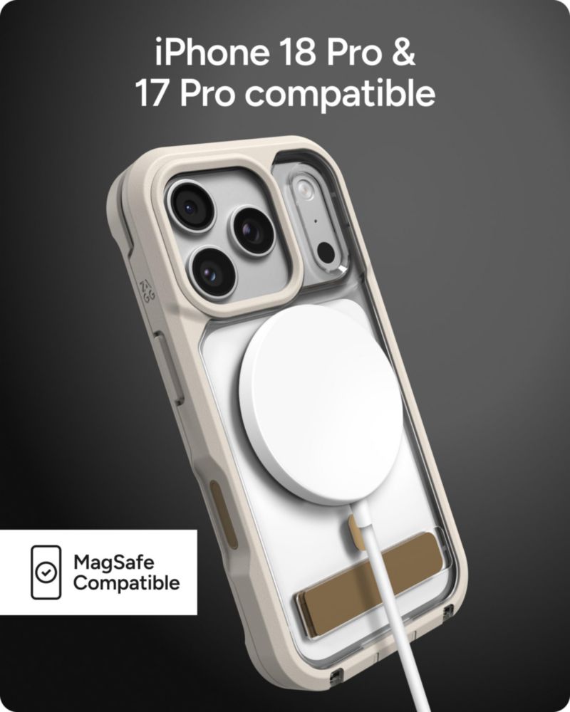 Funda ZAGG Rainier para iPhone 18/17 Pro con soporte y carga inalámbrica
