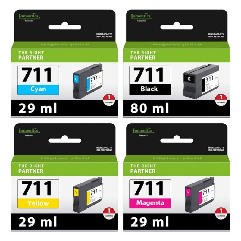 Cartuchos de tinta LOMENTICS 711XL 80 ml/29 ml (paquete de 4)
