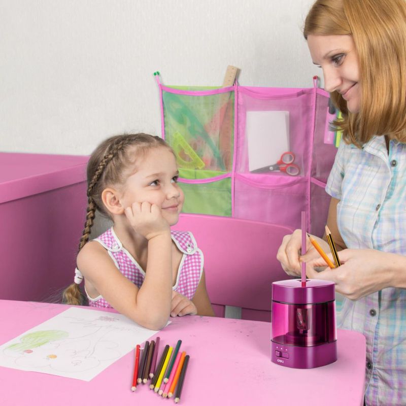 Sacapuntas eléctrico Deli USB rosa intenso