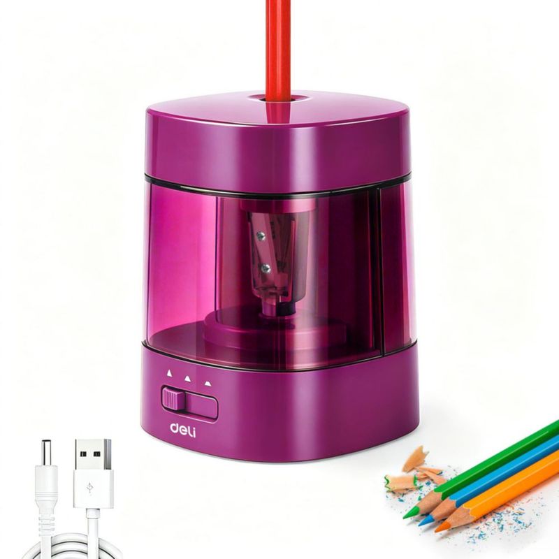 Sacapuntas eléctrico Deli USB rosa intenso