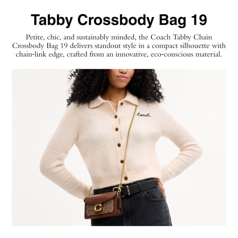 Bolso bandolera Coach Tabby Chain 19 (19 cm x 11 cm x 4 cm)